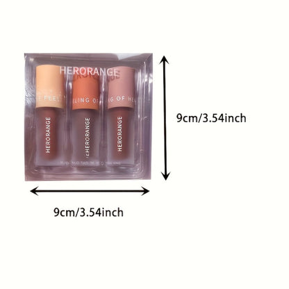 Velvet Matte Liquid Lipstick Set 6PCS 2-in-1 Lip Glaze and Eyeshadow - Chocolate Nude Brown, for Makeup, Travel and Everyday Vanity Use