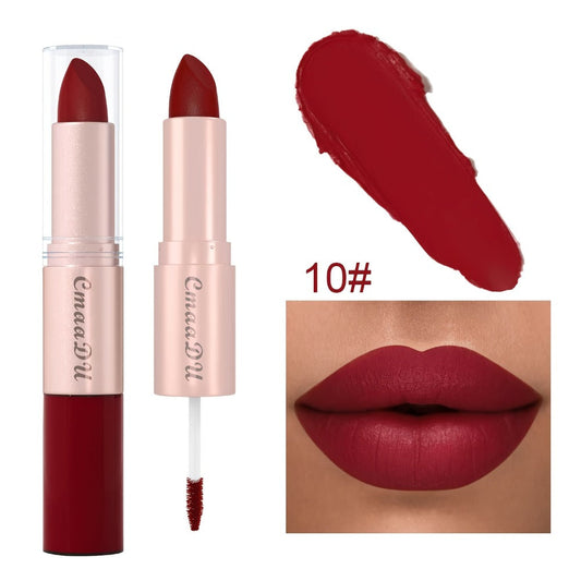 Dual-Ended Matte Lipstick & Lip Gloss Set 4pcs — 2-in-1 Velvety Long-Lasting Lip Color, Non-Drying Comfortable Formula, Precise Application Lip Kit Gift for Women