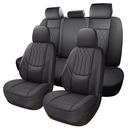 Waterproof Car Seat Covers Full Coverage PU Leather – Full Set for 2 or 5 Seats, Universal Fit Cars SUVs Trucks, Seat Protector Cushion, Black / Beige / Pink / Grey / Red