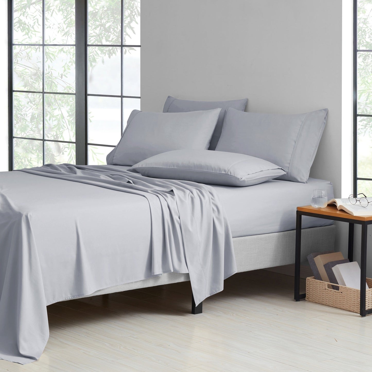 Bamboo Sheet Set 6 Piece Cooling Bed Sheets with Deep 16 Inch Pockets - 2000 Thread Count Microfiber Bamboo Blend Fitted Flat Sheets Pillowcases Twin Full Queen King Cal King
