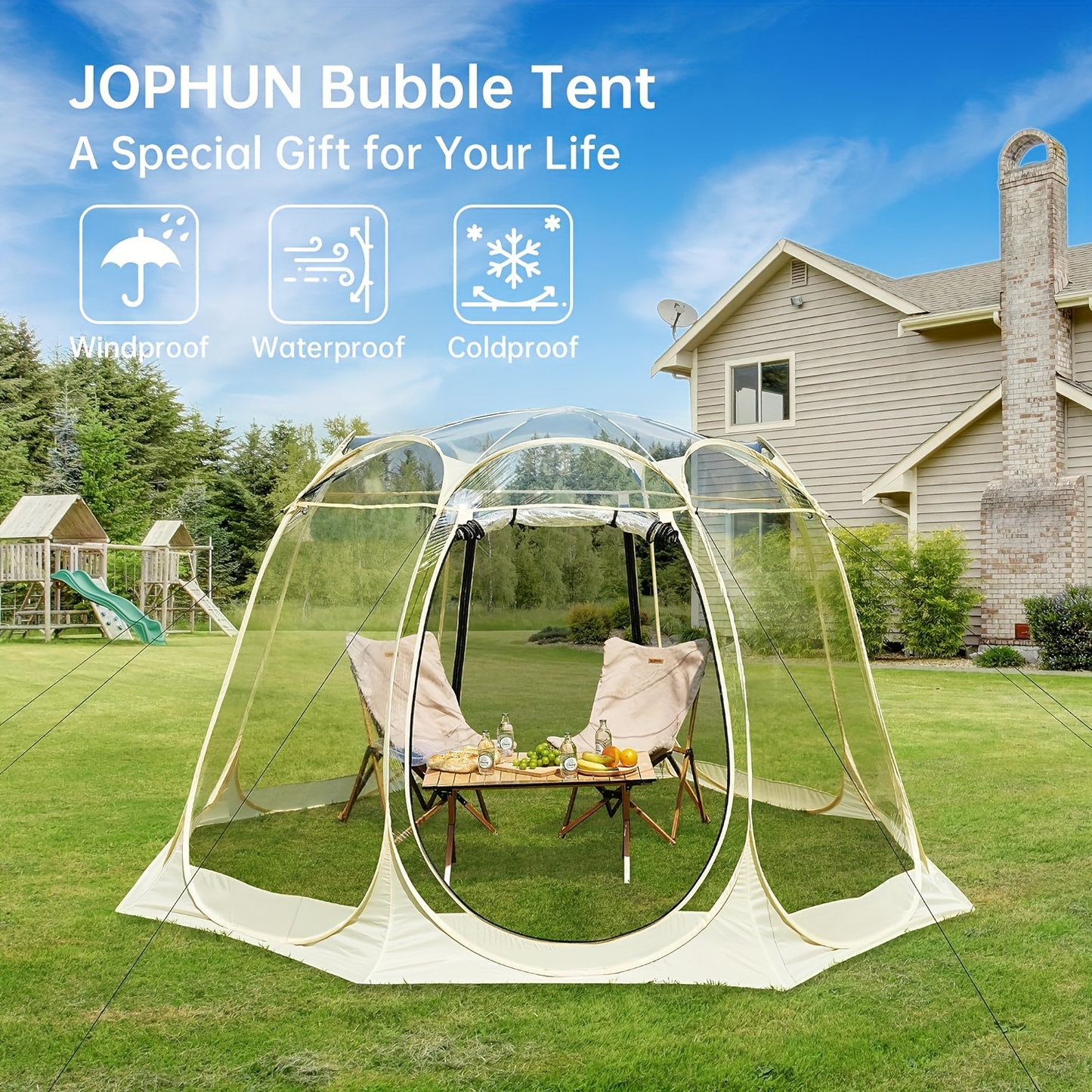Clear-Panel Dome Screen Shelter with Two Zippered Doors, Ground Stakes and 10-by-10 or 12-by-12 Options