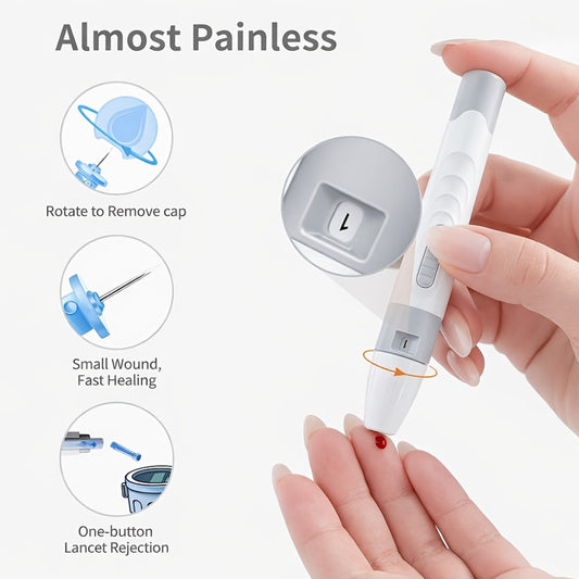 Blood Glucose Meter Kit FDA Cleared | 50 Test Strips + 50 Needles | Large Display 5-Second Results No Coding | USB Rechargeable Battery | Home & Travel Diabetes Monitor Unisex