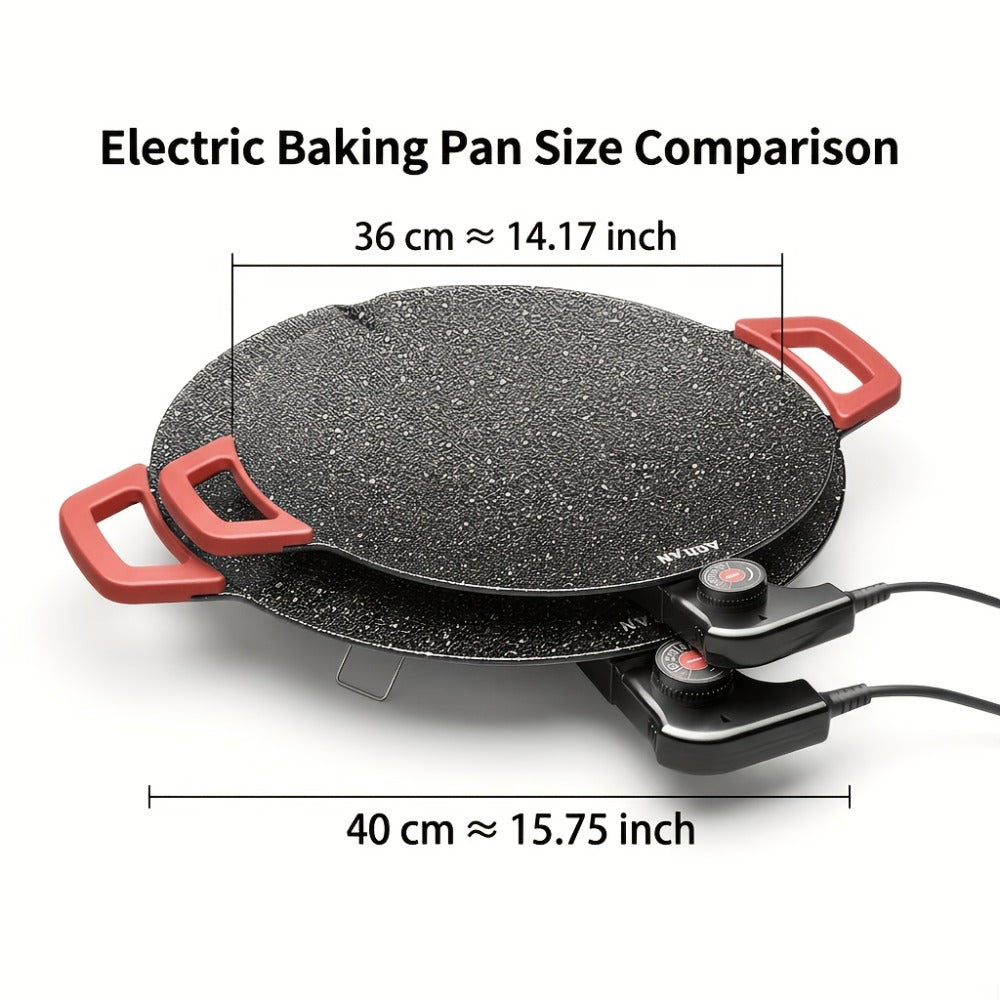 Electric Griddle Non-Stick with Adjustable Temperature – 14.17" & 15.75" Sizes, Fast Heating for Pancakes, Crepes, Pizza & BBQ, Easy Clean Portable Cooking Pan for Breakfast & Family Meals