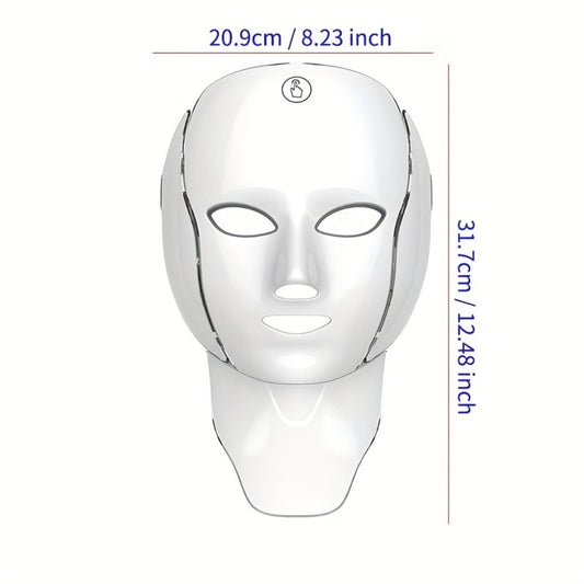 LED Light Therapy Facial Mask 7-Color USB Rechargeable – Face Neck Anti-Aging Acne Rejuvenation Skincare Device, Beauty Instrument Gift for Women, Valentine's Day Mother's Day Birthday