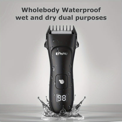 Full Body Groomer for Men IPX7 Waterproof Electric Trimmer Ceramic Blade LCD Display Bikini Private Parts Shaver Replaceable Head Wet Dry Gift
