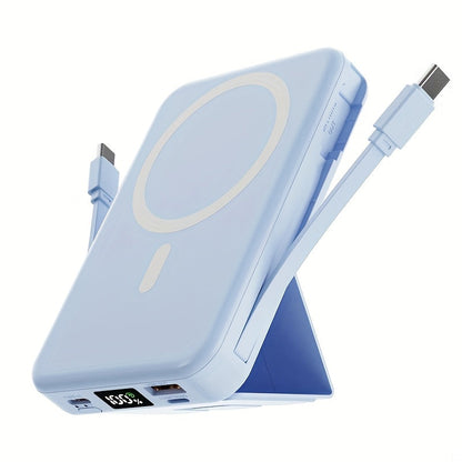 10000mAh Mobile Power, 22.W Magnetic Charging Treasure, Comes with Convenient Dual Cable, with LED Power Display, Stand Mobile Power, Can Charge 5 Devices At The Same Time, Comes with Stand, Can Be On The Plane