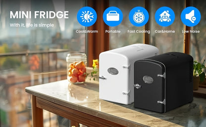 Mini Fridge Portable Cooler & Warmer 9-Can 1.59 Gal with Window – Compact Skincare Refrigerator & Beverage Cooler with Cooling and Heating Function for Bedroom Office Car Travel Dorm Room
