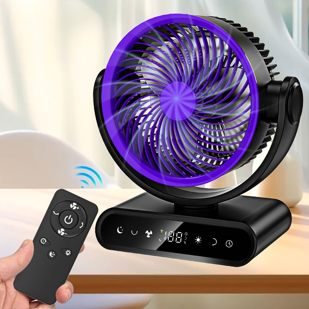Camping Fan with LED Light Battery Powered 20000mAh 40000mAh 9-Inch 5-Speed Remote Control 90° Tilt 120° Oscillating Quiet Air Circulator for Outdoor Home