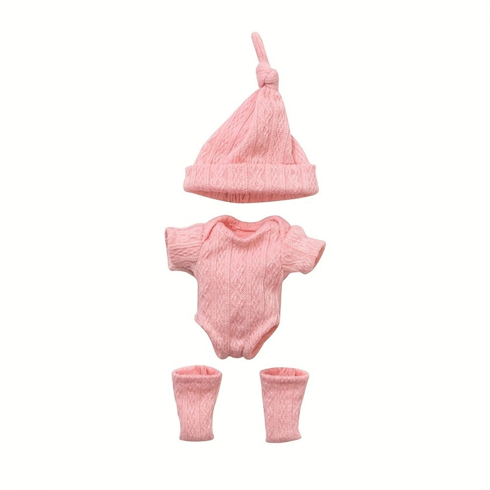 Twin Baby Doll Set with Two 7-Inch Soft Dolls, Pink Knit Hats, Rompers and Two Pairs of Matching Socks