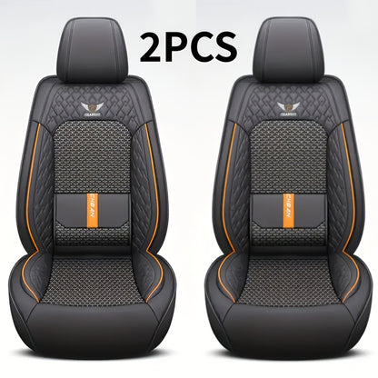 Car Seat Covers 3D Diamond-Embroidered Faux Leather with Two-Front or Five-Seat Set Options
