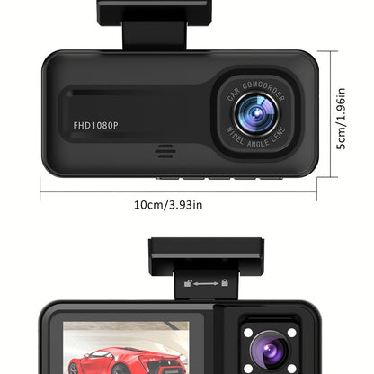 3 Channel Dash Cam Front Rear Inside 1440P+1080P+1080P with 64GB SD Card, Super Night Vision, Loop Recording, G-Sensor, Motion Detection, 24-Hour Parking Mode