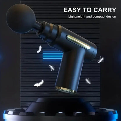 Compact Massage Gun with Digital Control Display, Multiple Pictured Heads and Four Color Options