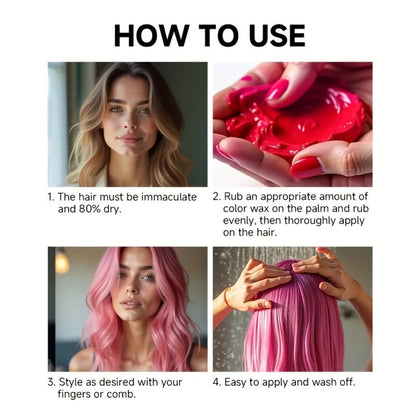 Temporary Hair Color Wax with Strong-Hold Styling Formula in Ten Shades for Parties and Costumes
