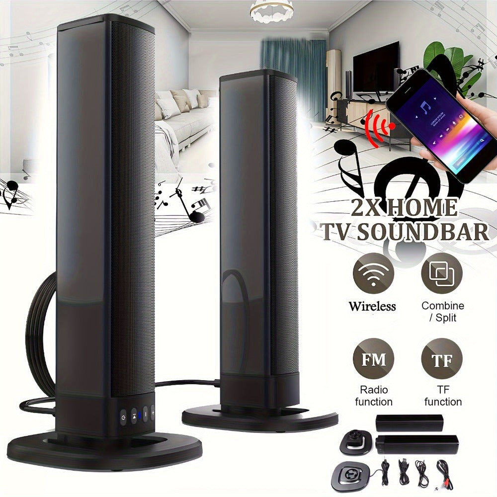 Detachable 19.3-Inch TV Soundbar with Four-Speaker Layout, TF, AUX, FM, RCA and TWS Inputs