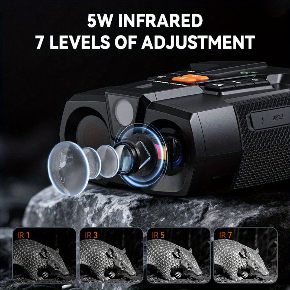 Black Digital Night Vision Binoculars with 4.5-Inch Screen, 10X Digital Zoom, Seven IR Levels and 5000mAh Battery