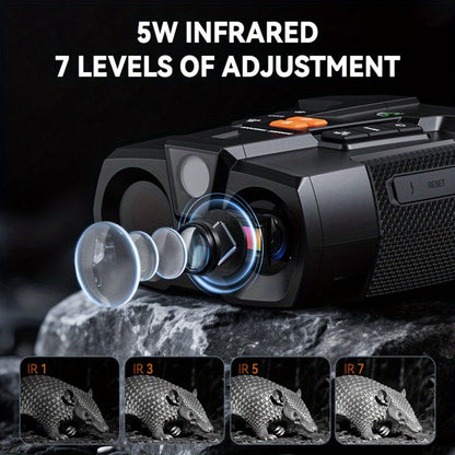Black Digital Night Vision Binoculars with 4.5-Inch Screen, 10X Digital Zoom, Seven IR Levels and 5000mAh Battery