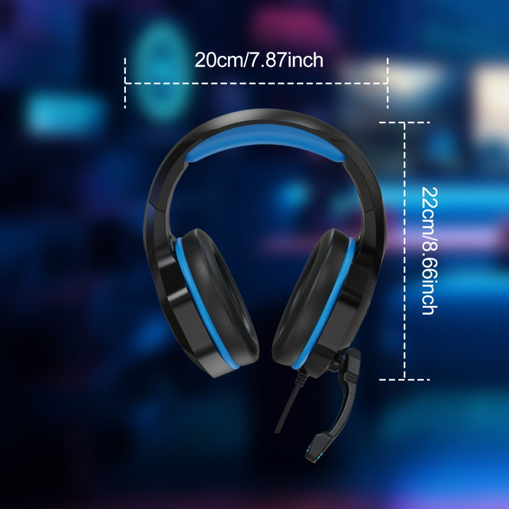 NPET Gaming Headset PS4 PS5 Xbox One PC Noise Cancelling Mic Stereo Over-Ear Headphones Blue LED Bass Surround Sound Soft Memory Earmuffs Wired 1-Pack 2-Pack Bundle