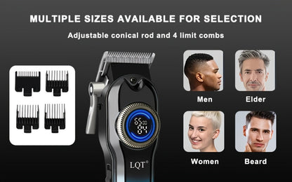 Cordless Hair Clipper Set - LQT Blue Rechargeable Professional Hair Clipper with Foil Trimmer & Precision Blade, 1/2/3pcs Options, Limited Edition Combs, for Home & Salon Use, Holiday Christmas Gift