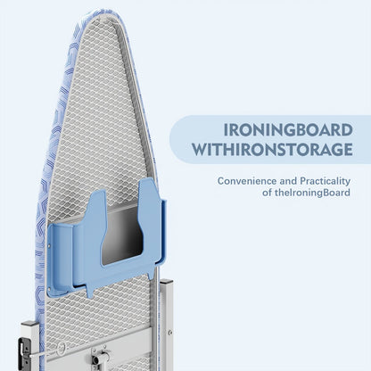 Wall-Mounted Fold-Down Ironing Board with 36-by-12-Inch Surface in Light Blue or Blue Covers