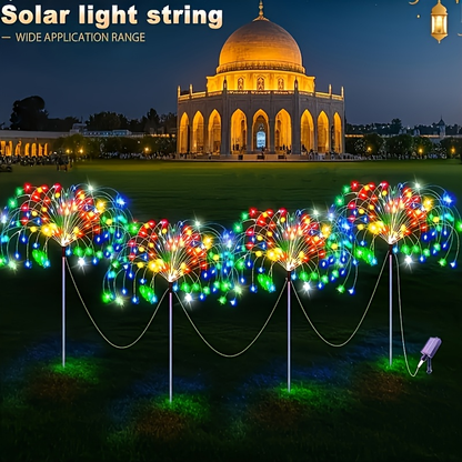 Solar Garden Lights Firework Stakes with 240-640 LEDs, 8 Modes, 4/8 Packs and Three Light Colors