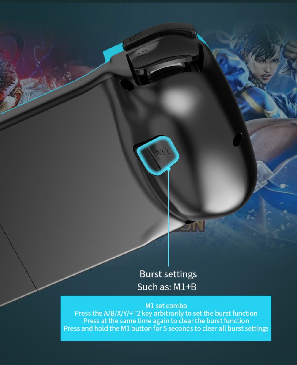 Expandable Mobile Game Controller D3 Joystick with M2 Aim-Assist – Plug & Play for Android iOS HarmonyOS, FPS Shooter Action Games, Phone Gamepad Clip-On Grip White Black Red Blue Gift