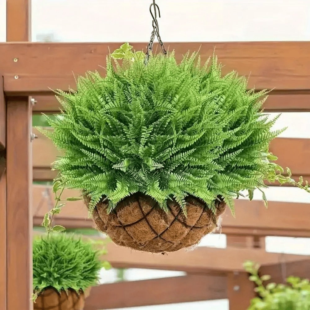 Artificial Boston Fern Stems, 10-Piece Greenery Set with 14-Inch Height and 11-Inch Spread