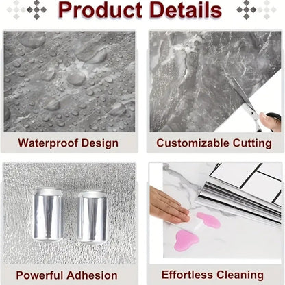 Peel and Stick Wall Tiles 50/100pcs Waterproof PVC Marble Self Adhesive Vinyl Tile Stickers for Bathroom Kitchen Living Room, TV Backdrop Shower Wall Panels Modern Home Decor Easy Installation