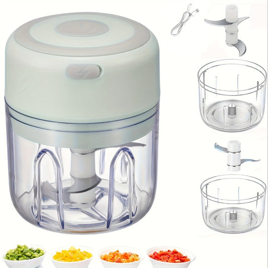 Electric Food Chopper Mini Garlic Crusher USB Rechargeable Meat Grinder 3.38oz 8.45oz Portable Wireless Kitchen Tool