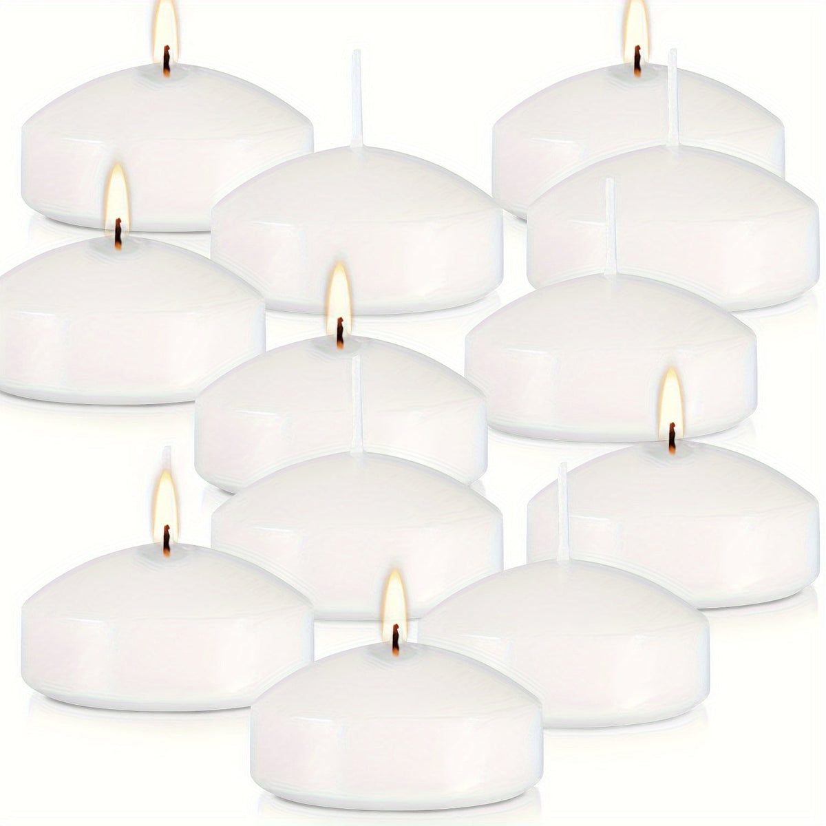 Floating Candles 2 Inch, 50 Pack White Paraffin Wax Candles for Wedding, Birthday, Valentine's Day
