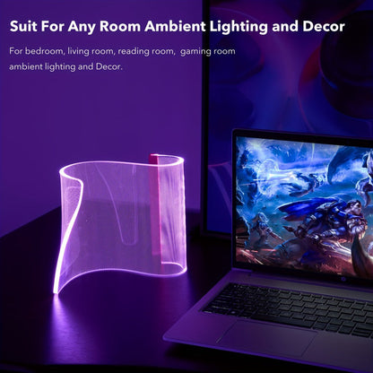 RGB LED Table Lamp Smart APP Remote Control - Dimmable Geometric Metal Desk Lamp USB Powered Futuristic Ambient Mood Light for Gaming Room Bedroom Office Decor | Multicolor | Concert Dance Gift
