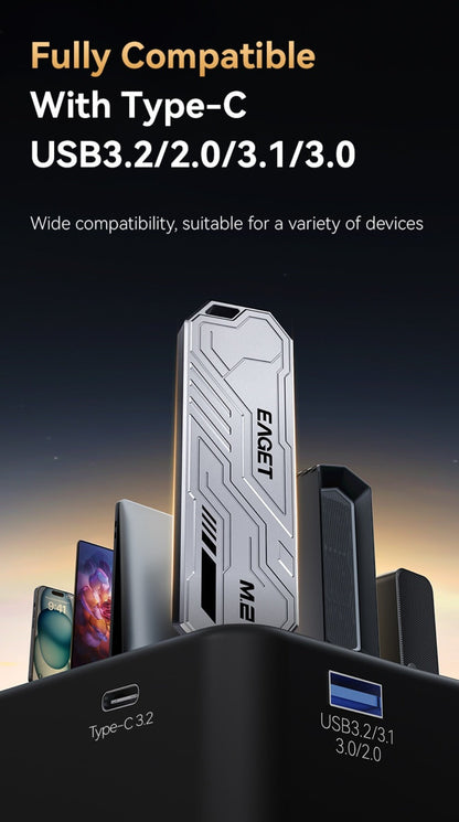 SE910D NVMe SSD Enclosure USB-C 10Gbps – Aluminum M.2 PCIe & NGFF SATA External Case, USB 3.2 Gen 2 Type-C Adapter, Portable Solid State Drive Enclosure for PC, Mac, Laptop