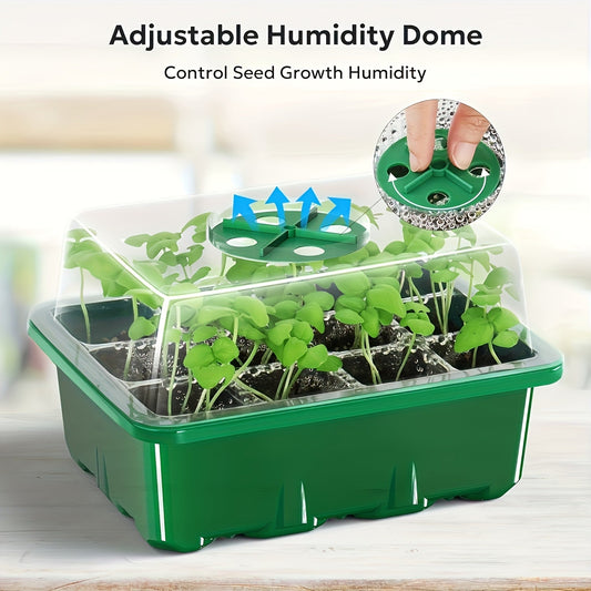 Seed Starting Kit LED Grow Light Timer | Indoor Seedling Tray Dome