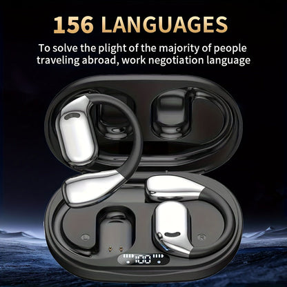 Open-Ear Translation Earphones with Charging Display Case and Black, Beige, Blue or Green Options