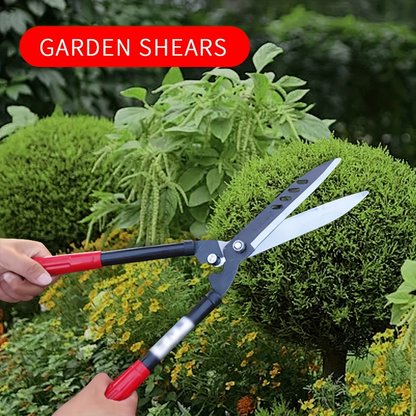 Long-Handle Hedge and Twig Shears, 20.4 Inches Overall with 10.8-Inch Blades and Red Grip Ends
