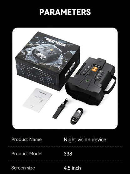 Black Digital Night Vision Binoculars with 4.5-Inch Screen, 10X Digital Zoom, Seven IR Levels and 5000mAh Battery