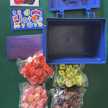 Eighty-Dice Party Board Game with Storage Bin, Four Color Sets, Lid Board and Adult Group Rules