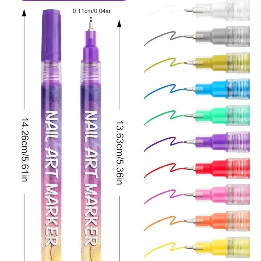 Nail Art Pens 24 Colors Set - 3D Doodle Nail Drawing Pen Kit with Fine Tip, Quick-Dry Detail Nail Paint Brushes for Home & Salon Nail Design, Beginner & Professional Nail Art Tools Gift