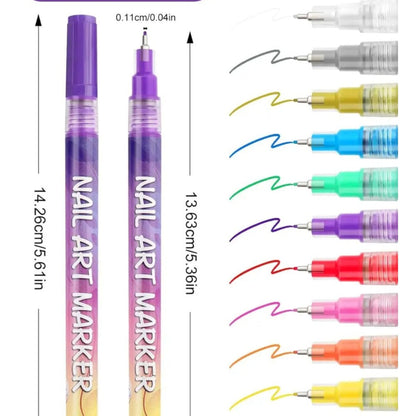 Nail Art Pens 24 Colors Set - 3D Doodle Nail Drawing Pen Kit with Fine Tip, Quick-Dry Detail Nail Paint Brushes for Home & Salon Nail Design, Beginner & Professional Nail Art Tools Gift