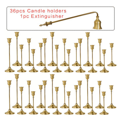 Copper Plated Candlestick Holders Bulk Set – Retro Minimalist Taper Candle Holders for Wedding Birthday Christmas Dining Table Fireplace Decor