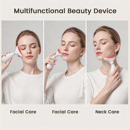 LED Neck Massager 7-Color Light Therapy Vibrating Face & Neck Skin Tightening Device — USB Rechargeable Portable Electric Facial Massage Tool Anti-Aging Beauty Gift