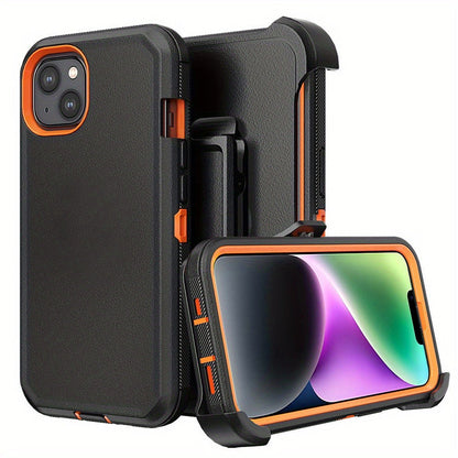 Phone Case Dual-Layer TPU and PC Cover with Rotating Belt Clip Holster and Qi Support for iPhone 14 Models