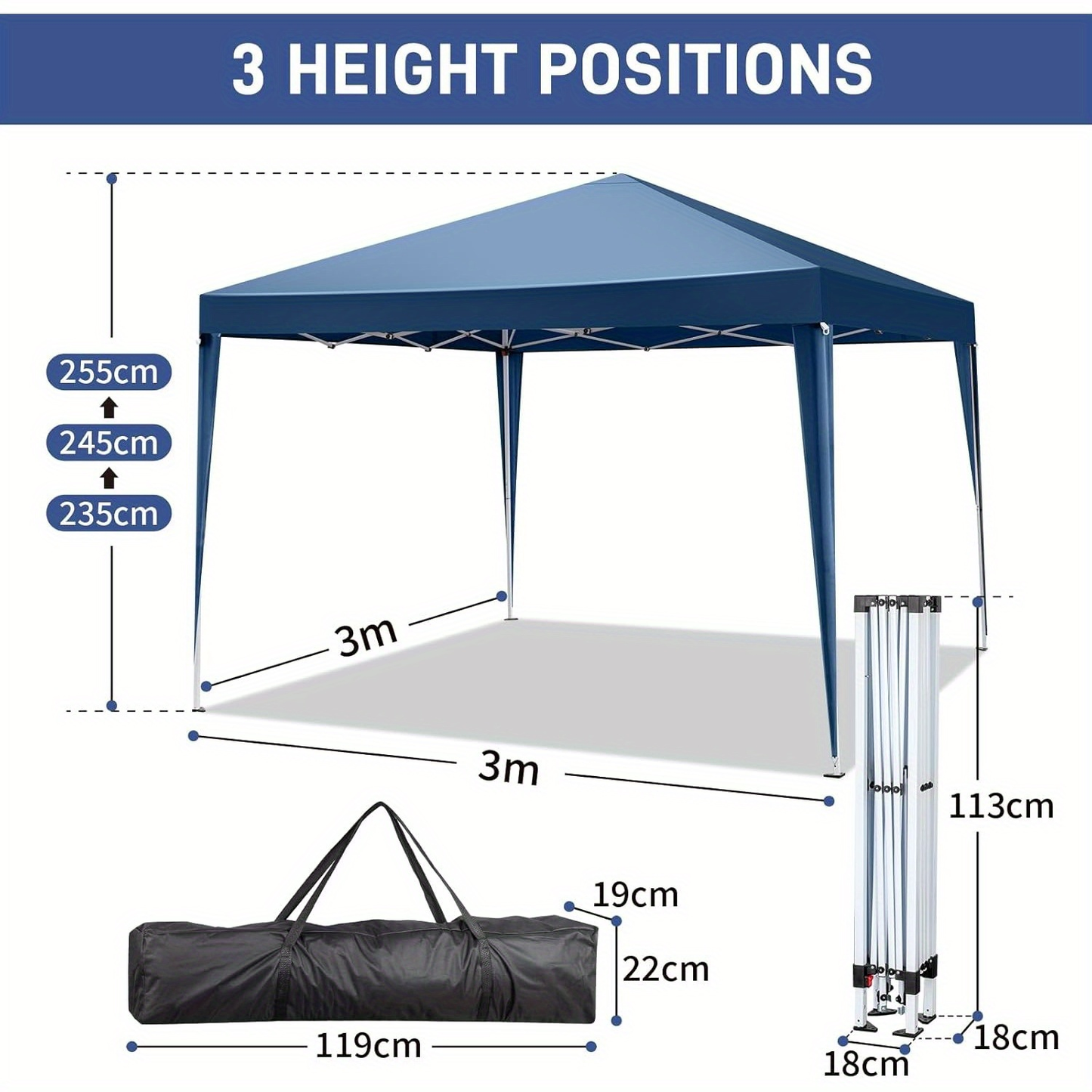 Instant Canopy 10x10 FT Oxford Fabric UPF50+ Sidewalls Commercial