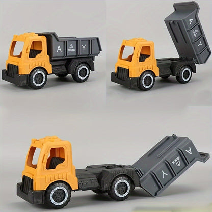 4-Piece STEM Construction Toy Vehicle Set for Toddlers, Shatterproof Excavator Mixer Dump Truck Bulldozer