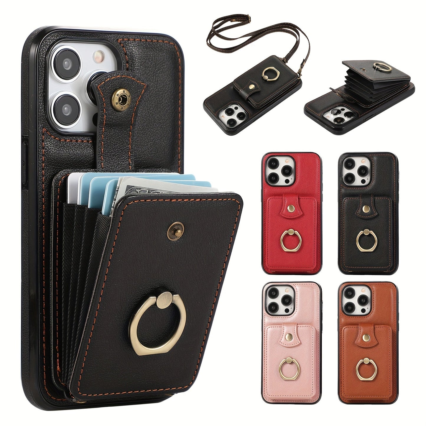 Phone Case RFID-Blocking Wallet with 2–3 Card Holder, Fold-Out Kickstand and Magnetic Charging for Select iPhones