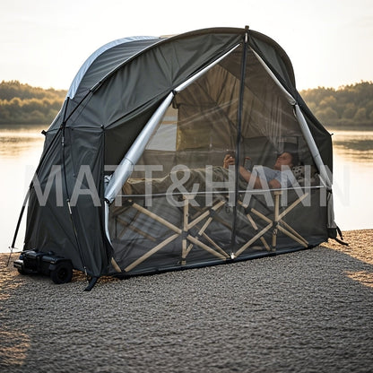 Camping Tent Single-Person Freestanding Bicycle Shelter with Mesh Panels, Polyester Body and Steel Poles