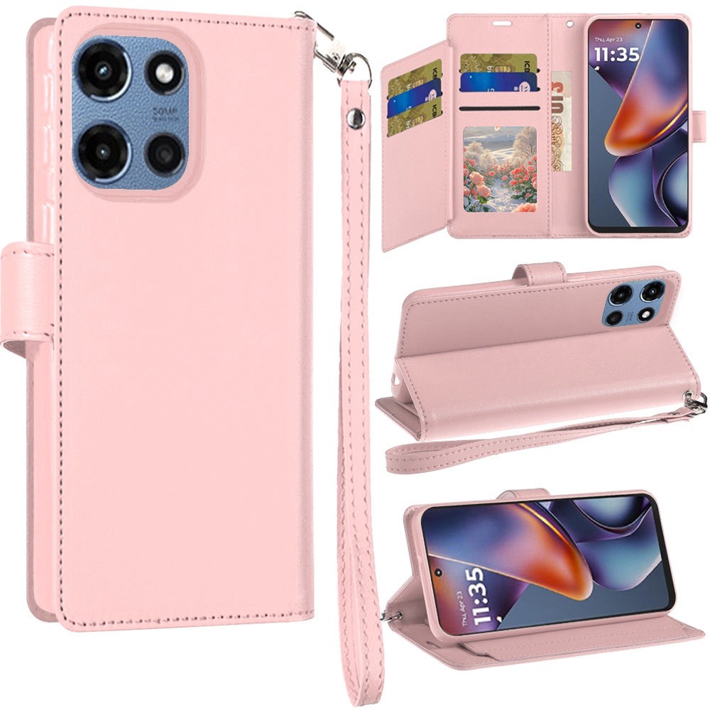 Folio Wallet Case for Motorola Moto G 5G 2025 with Five Card Slots, Cash Pocket and Kickstand