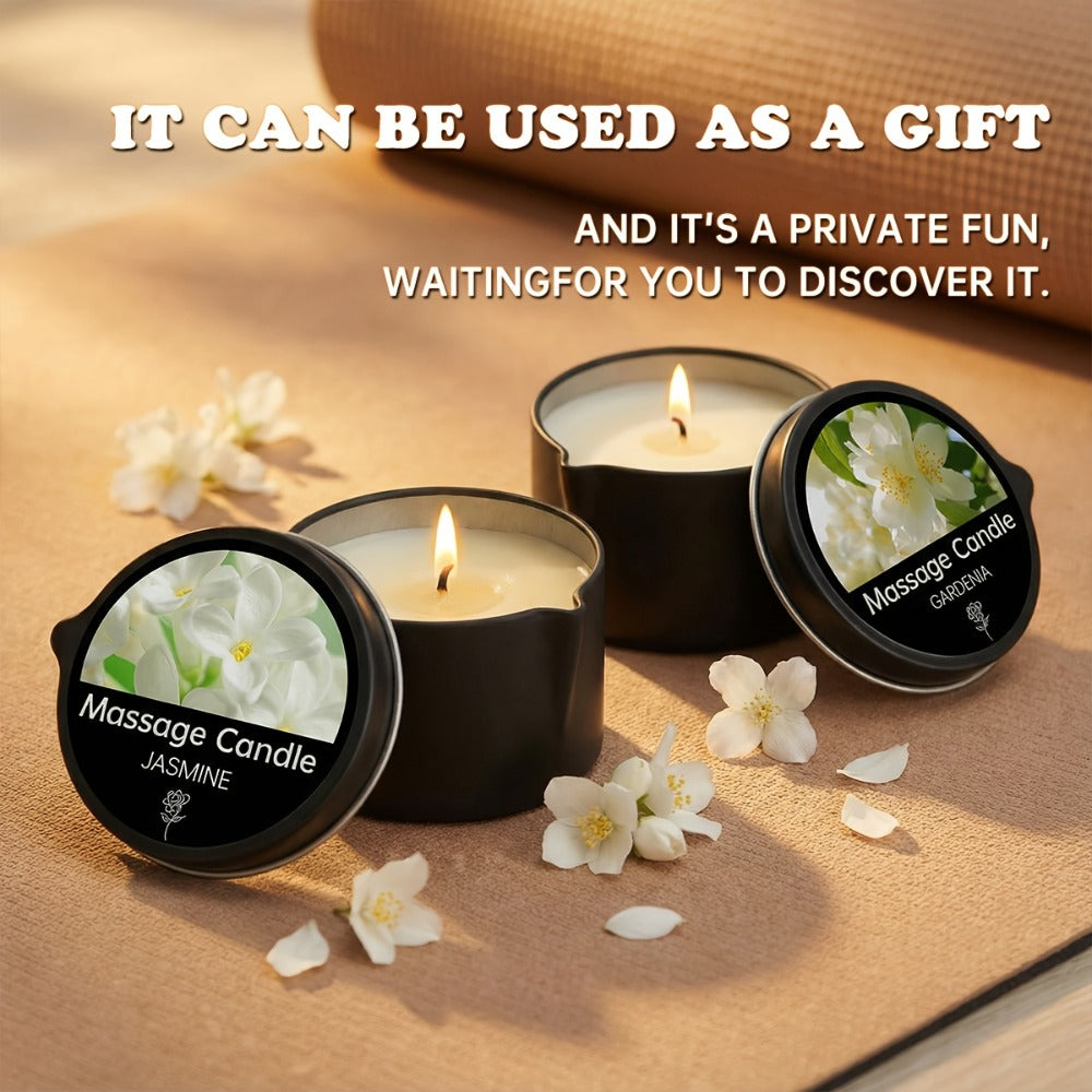 2 oz Massage Oil Candle in 18 Scent and Pack Options Including Jasmine, Lavender, Geranium and Vanilla