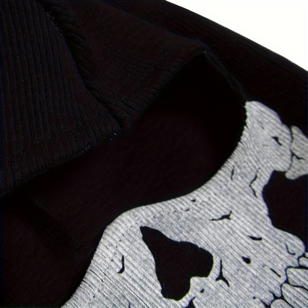 Printed Skull Balaclava Mask in Two Black Designs, Full-Face Stretch Fabric for Adult Costume Wear