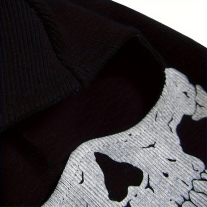 Printed Skull Balaclava Mask in Two Black Designs, Full-Face Stretch Fabric for Adult Costume Wear