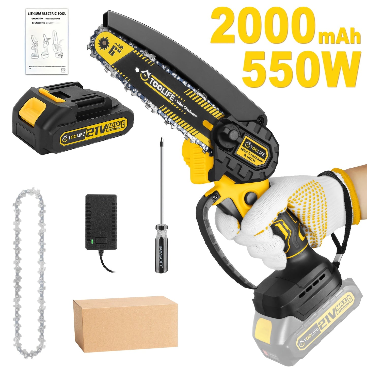 Mini Chainsaw Cordless | Handheld Electric Saw Tree Trimming Wood Cutting